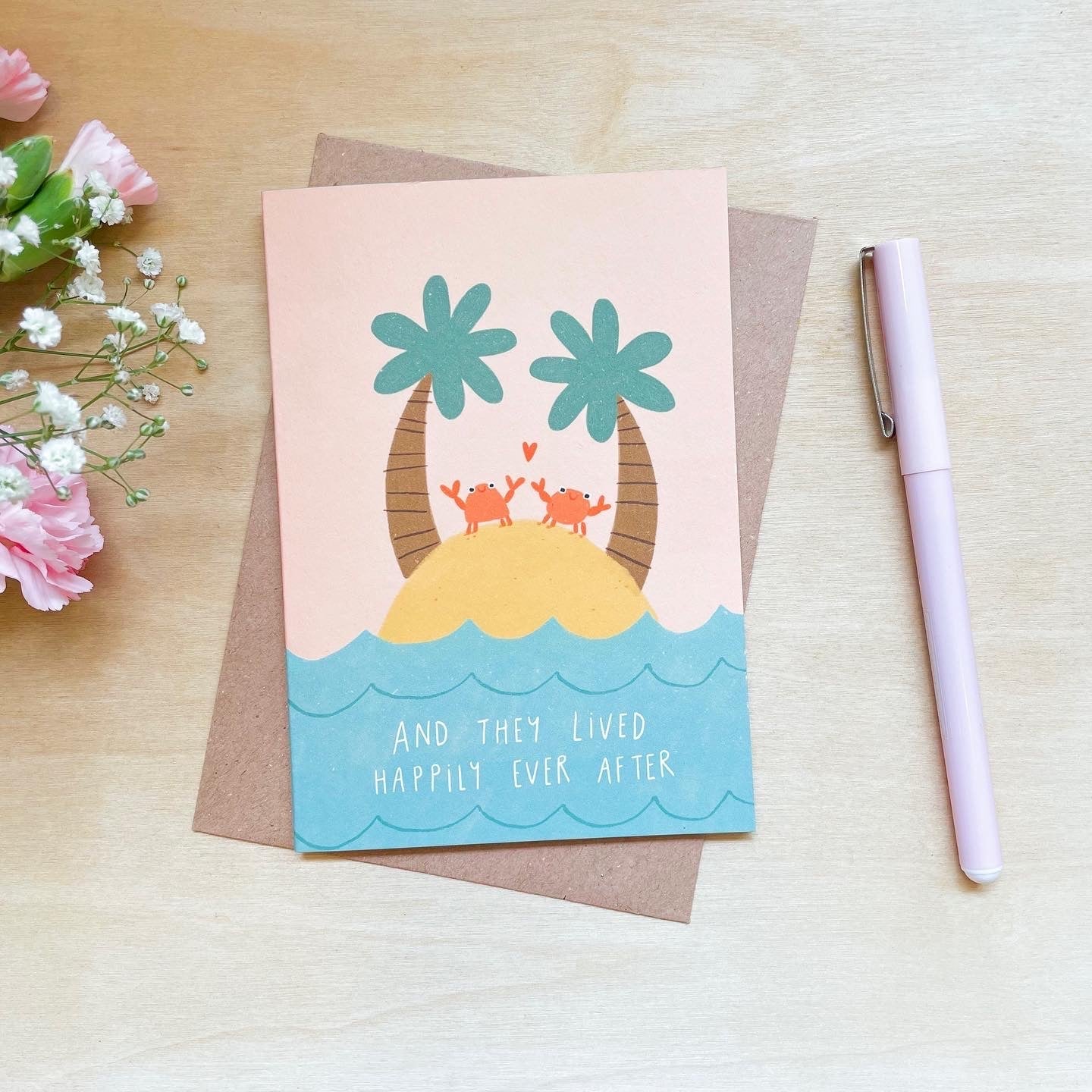'Happily Ever After' Love, Wedding, Anniversary - Recycled Coffee Cup Card
