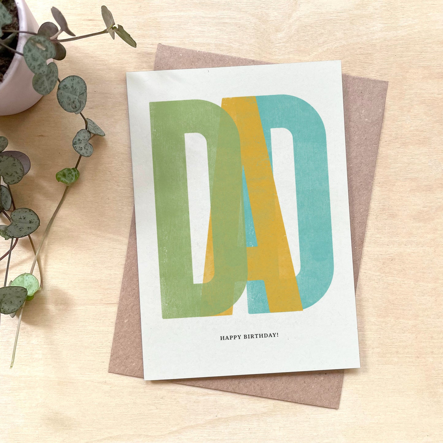 'Dad' Happy Birthday Letterpress Style Recycled Coffee Cup Card