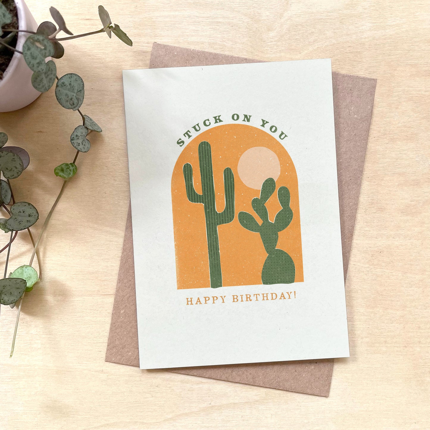 'Stuck on You' Happy Birthday Recycled Coffee Cup Card