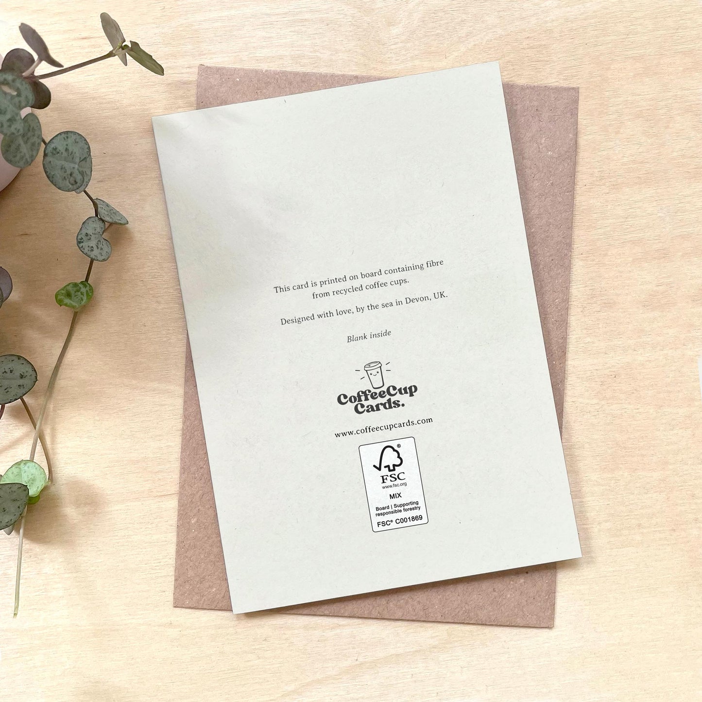 'Thanks For Helping Me Grow' Recycled Coffee Cup Card.