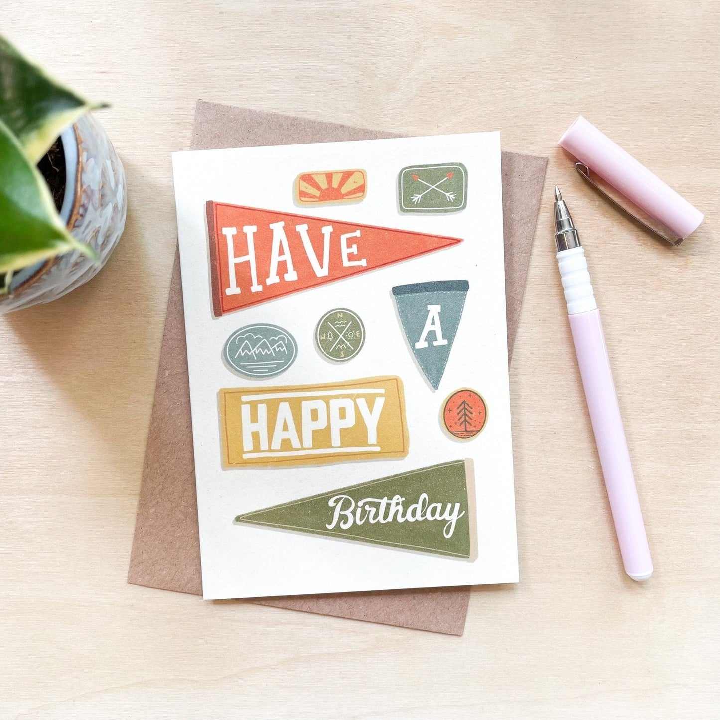 Flags - Recycled Coffee Cup Birthday Card