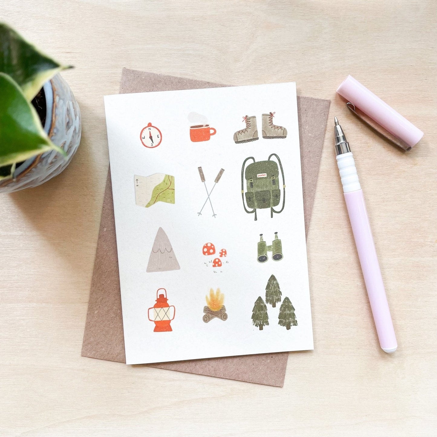 Camping Icons - Recycled Coffee Cup General Occasion Card