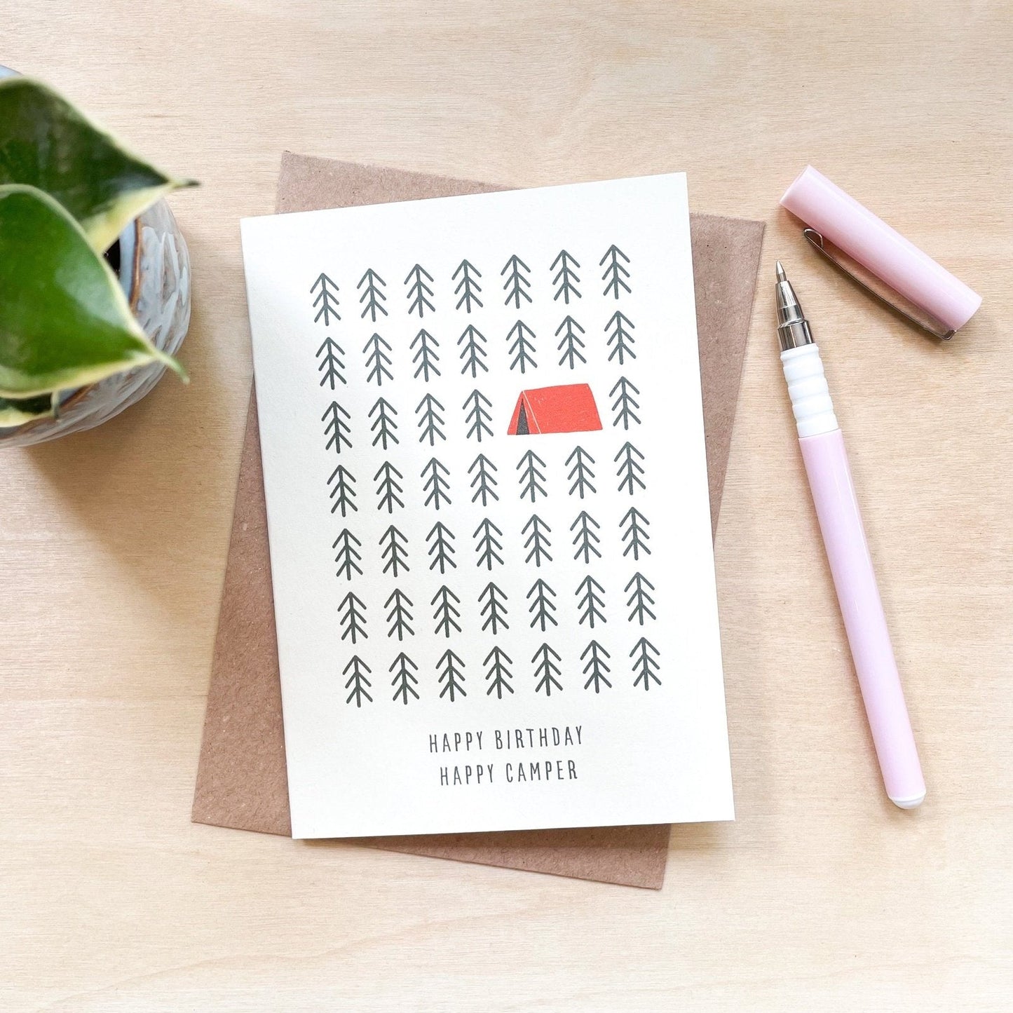 Happy Camper - Recycled Coffee Cup Birthday Card