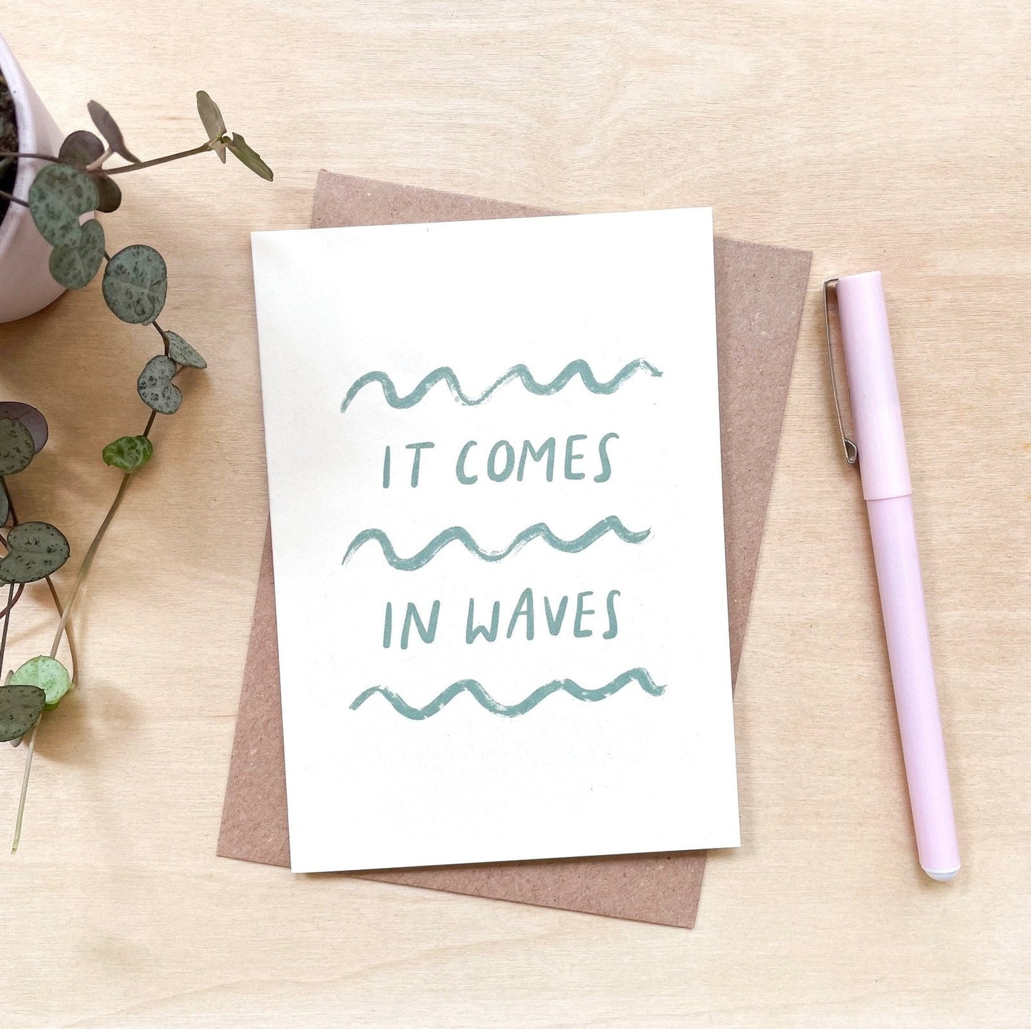 It Comes In Waves - Recycled Coffee Cup Card