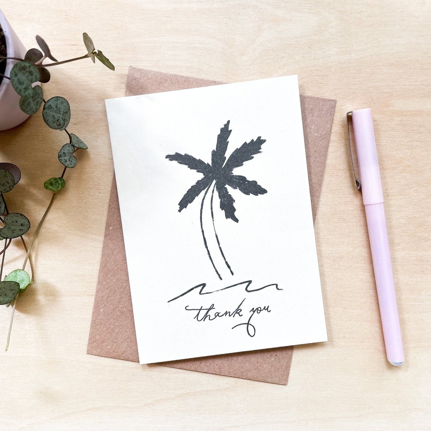 Thank You Palm - Recycled Coffee Cup Thank You Card