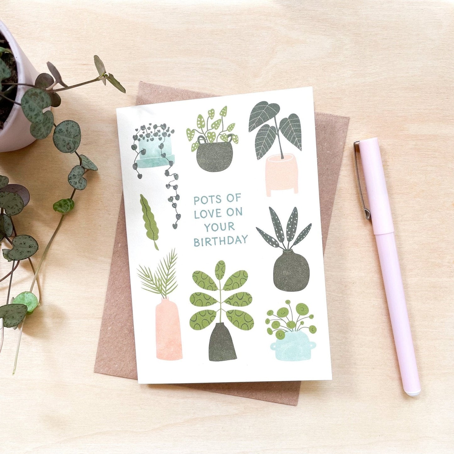 Pots of Love - Recycled Coffee Cup Birthday Card