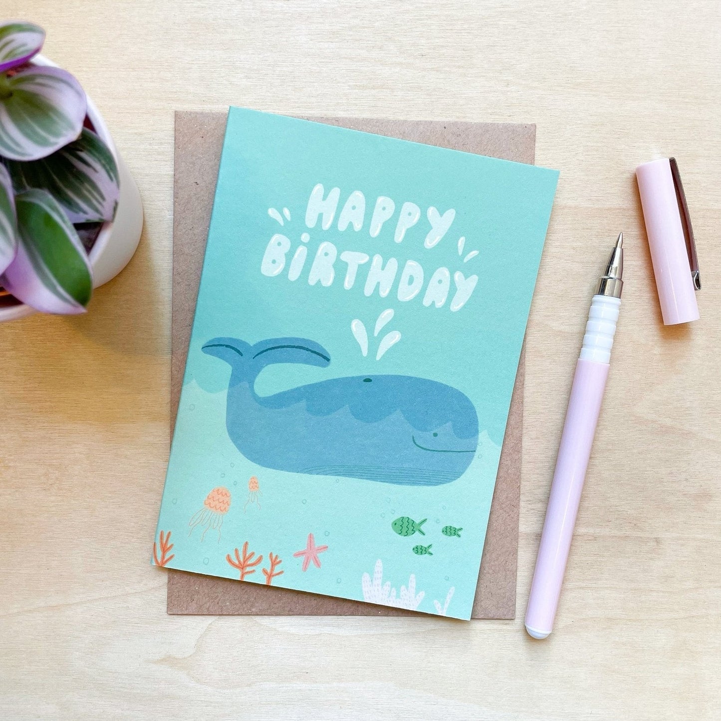 Whale - Recycled Coffee Cup Birthday Card