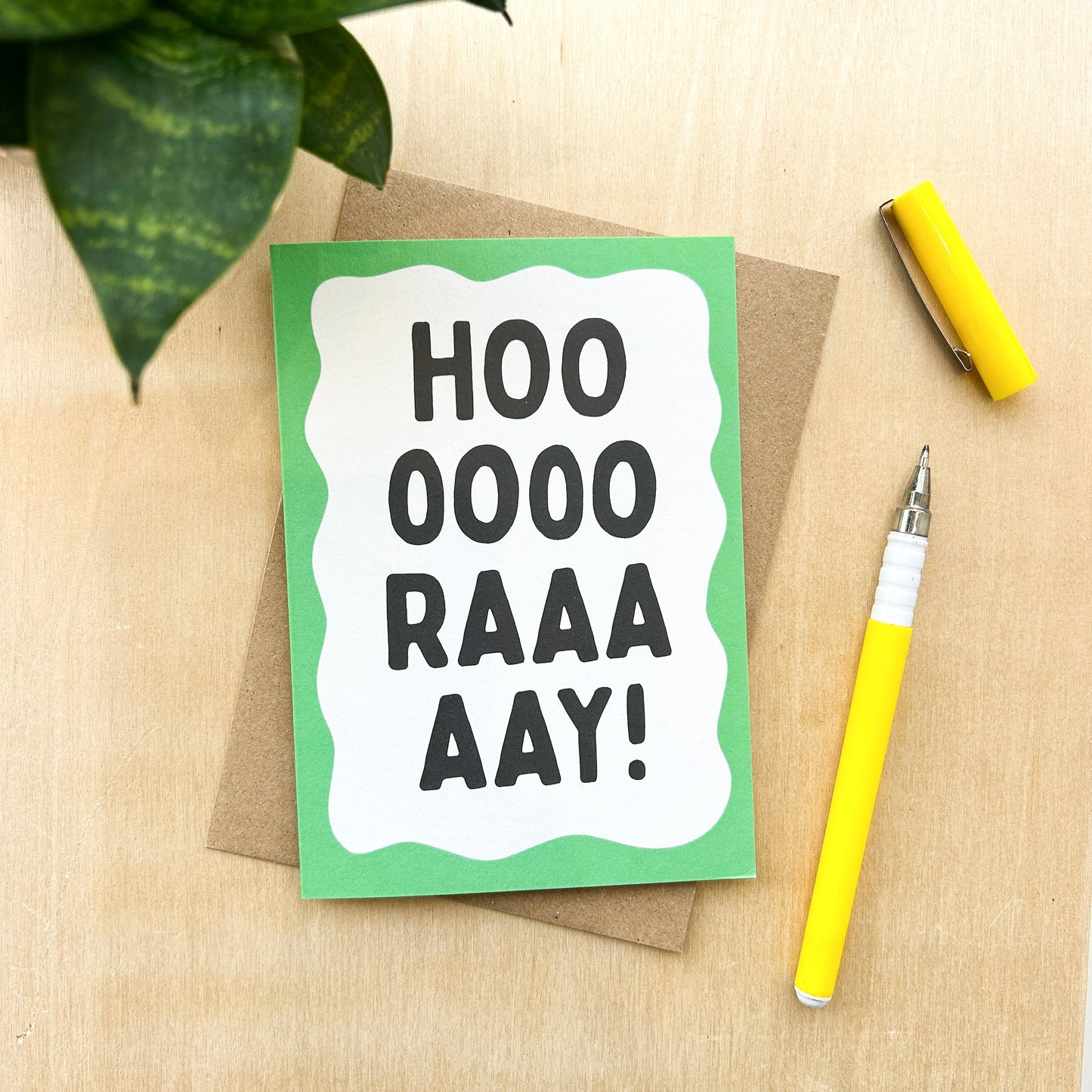 'Hooray!' Recycled Coffee Cup Card
