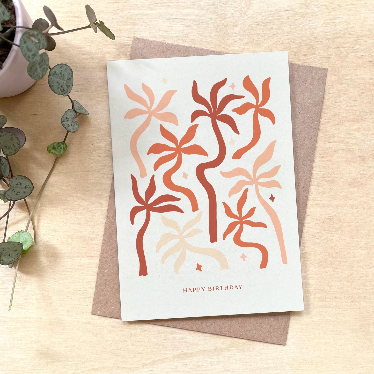 'Happy Birthday Palms' Recycled Coffee Cup Card