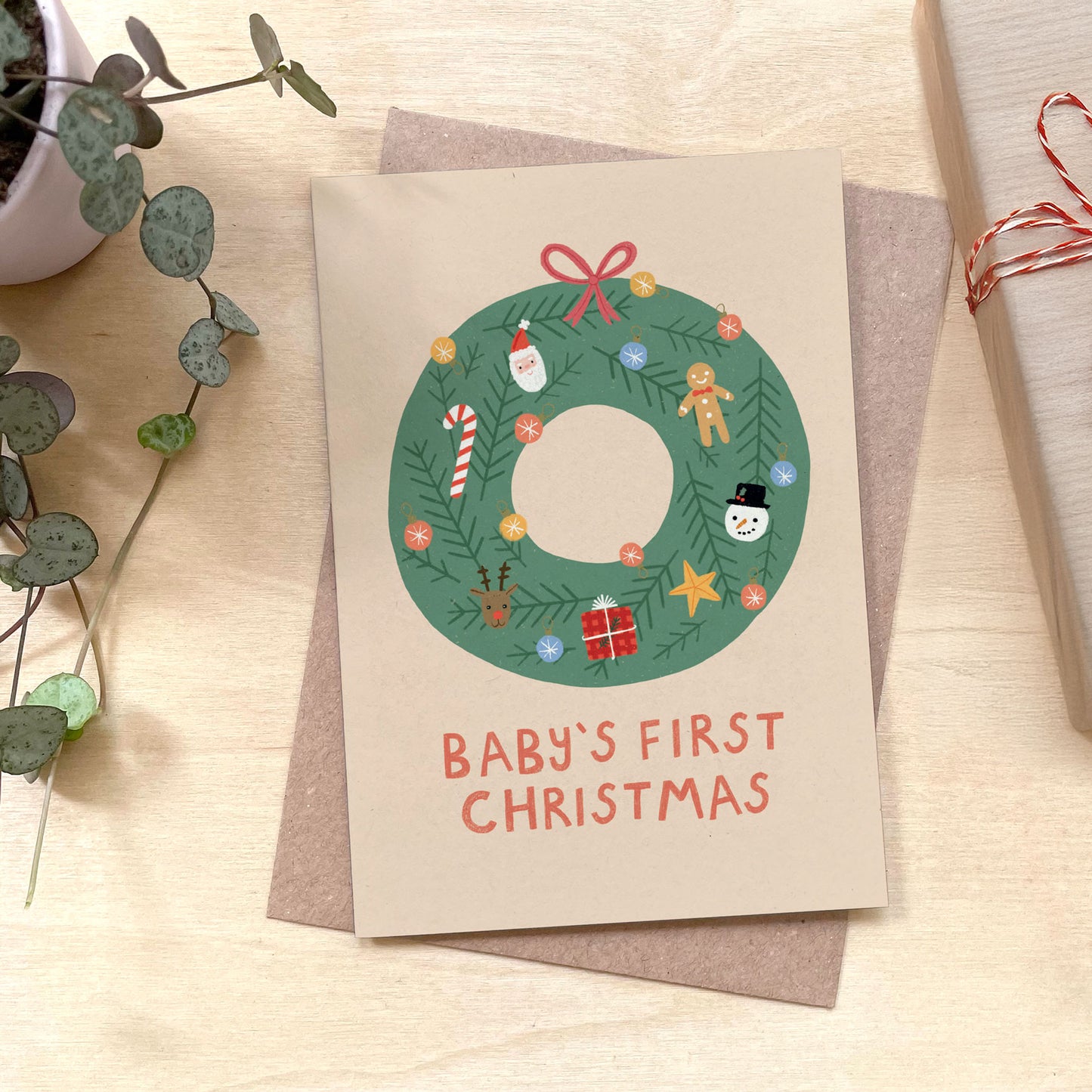 Baby's First Christmas Recycled Coffee Cup Card