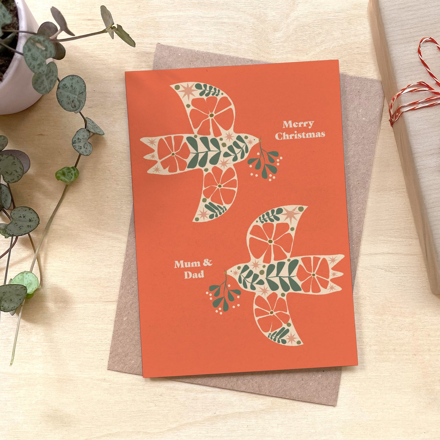Merry Christmas Mum and Dad Recycled Coffee Cup Christmas Card