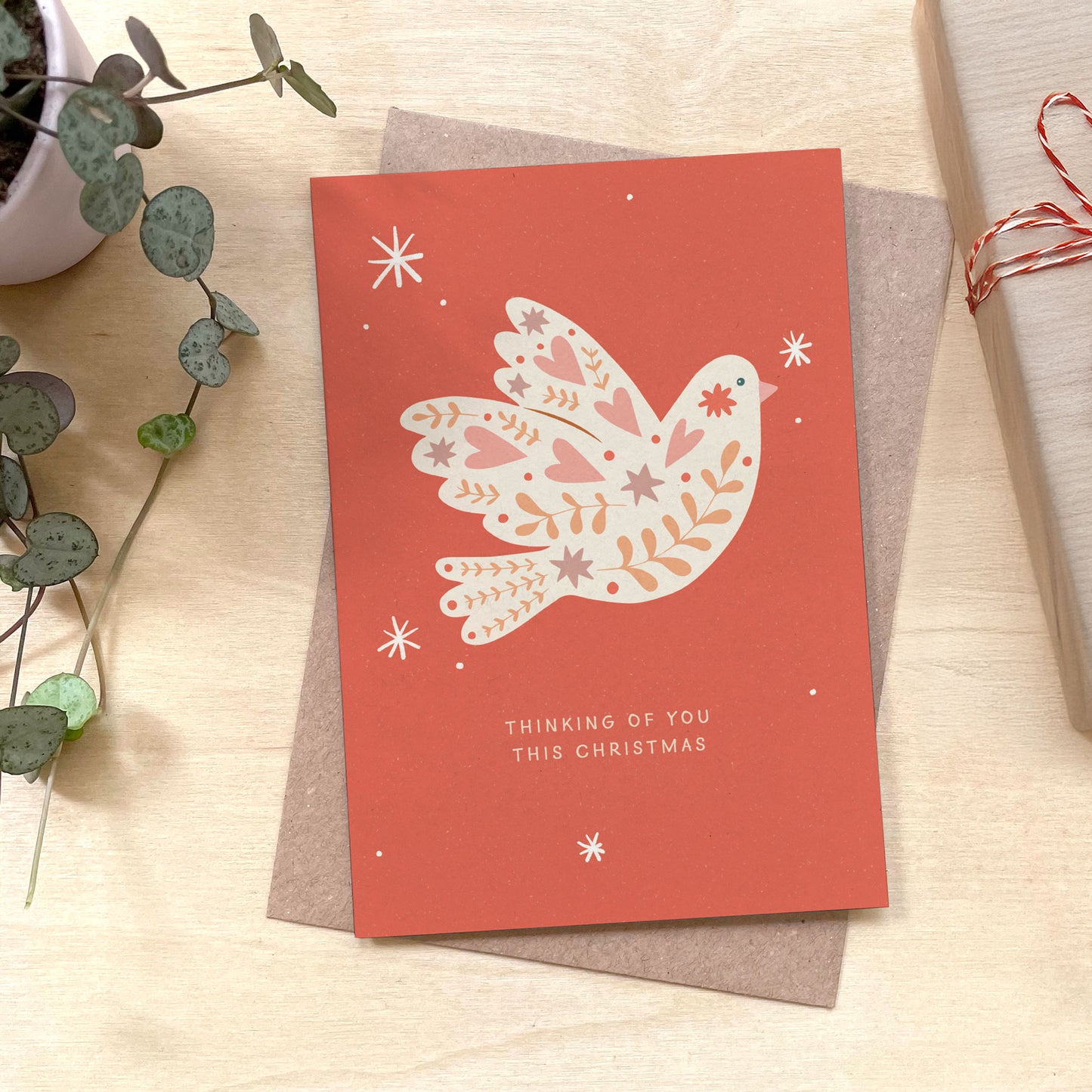 Thinking of You Christmas Recycled Coffee Cup Card