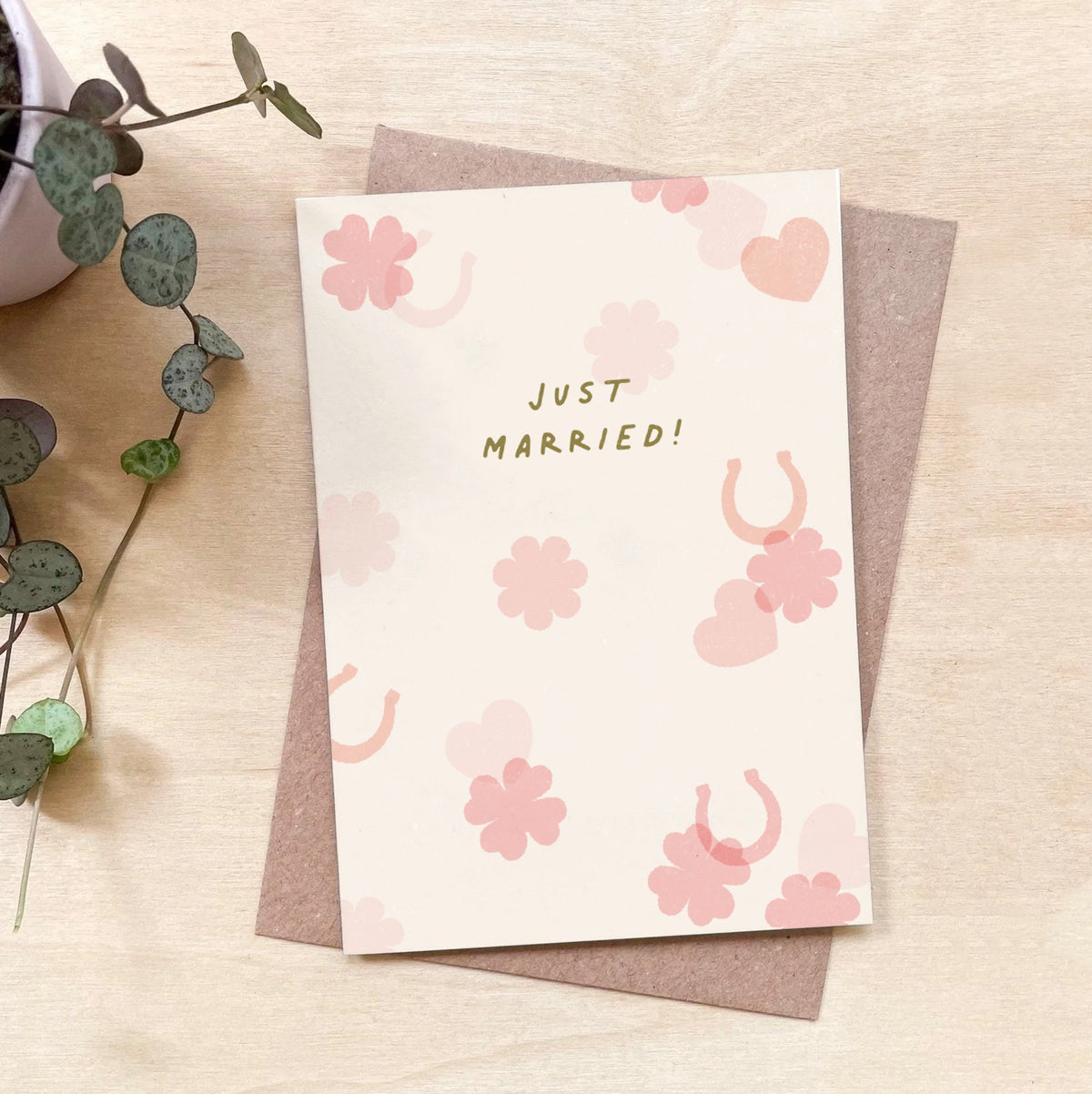 Just Married Confetti - Recycled Coffee Cup Wedding Card