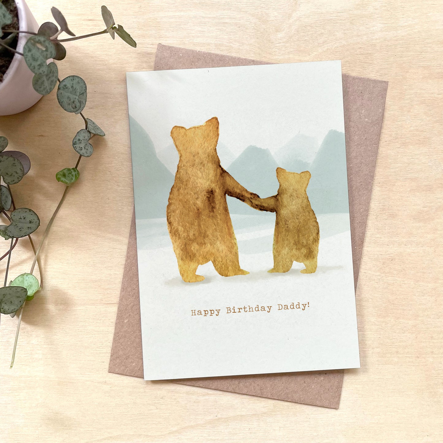 'Happy Birthday Daddy' Bears Recycled Coffee Cup Card