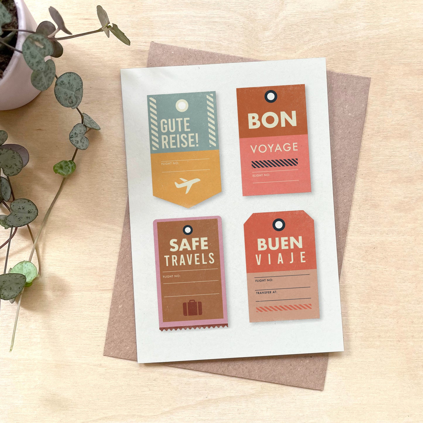 Bon Voyage Travel Tickets Recycled Coffee Cup Card