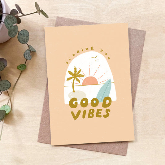 'Good Vibes' Recycled Coffee Cup Card