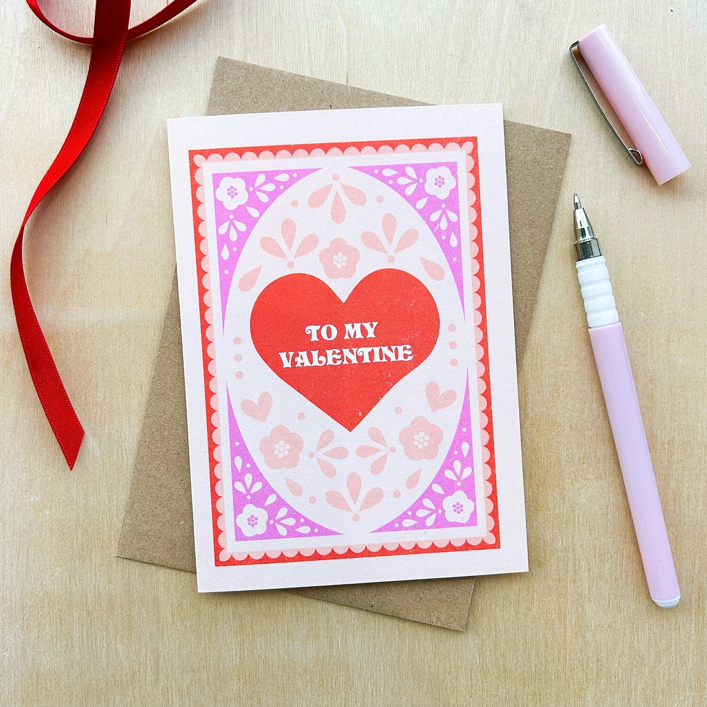 'To My Valentine' Recycled Coffee Cup Card