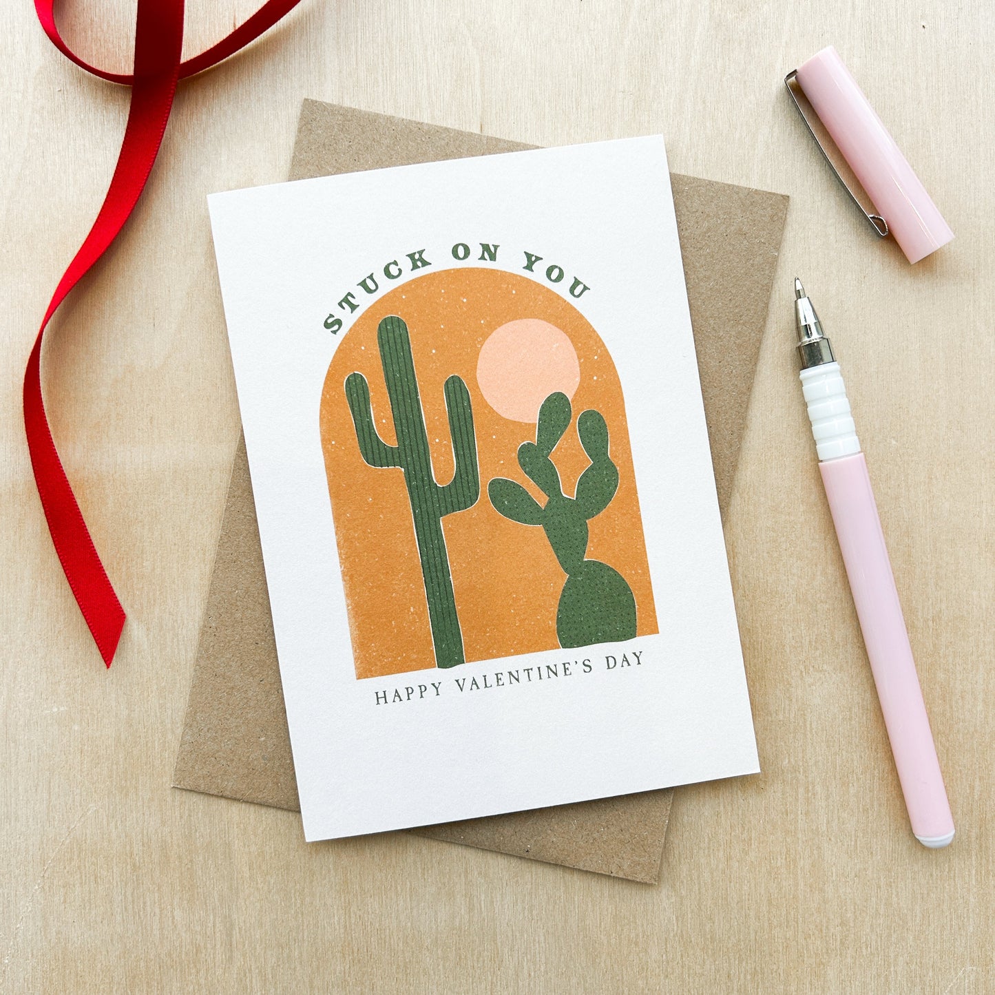 'Stuck On You' Valentine's Recycled Coffee Cup Card