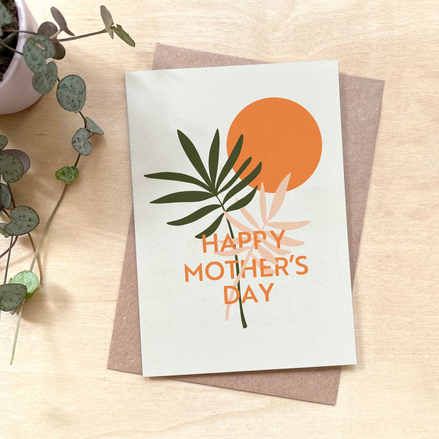 'Sun & Palms' Recycled Coffee Cup Mother's Day Card