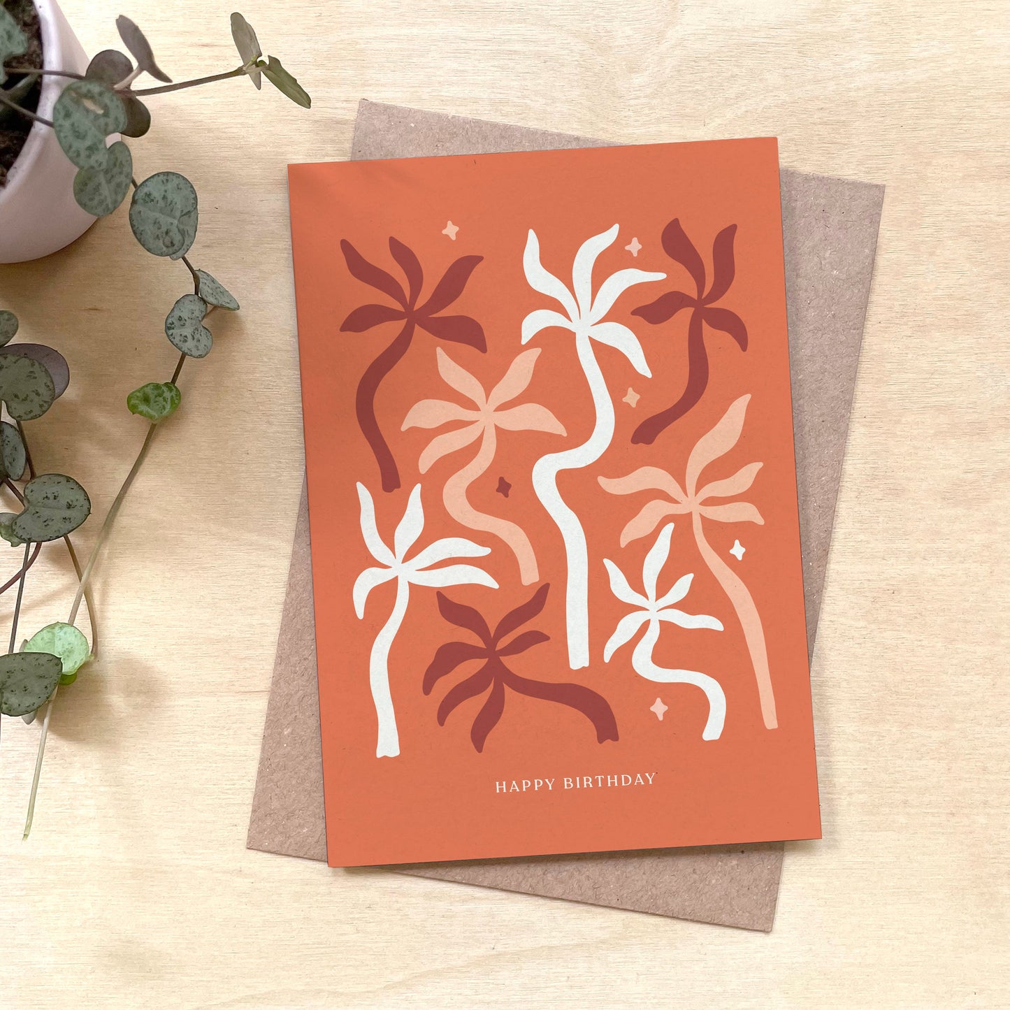 'Birthday Palms' Recycled Coffee Cup Card