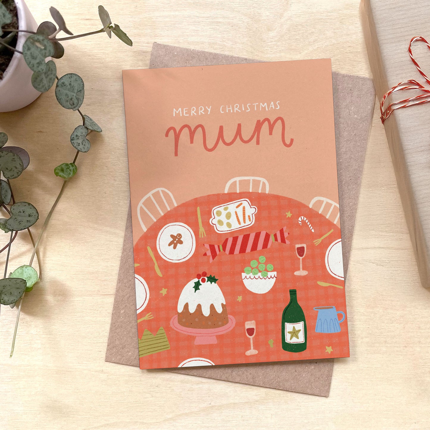 Mum Christmas Lunch Recycled Coffee Cup Card