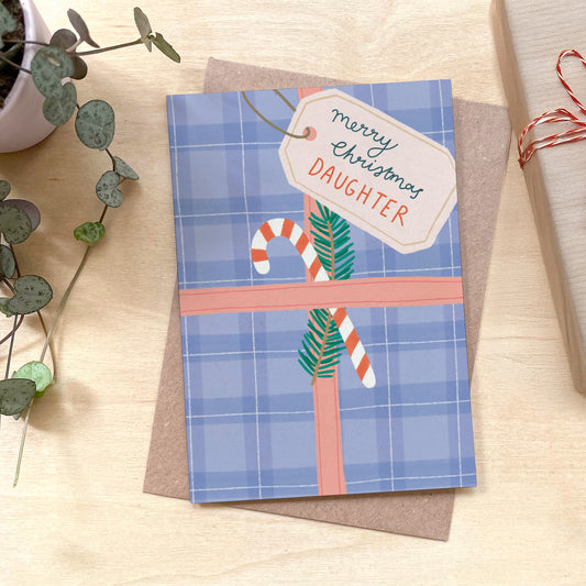 Merry Christmas Daughter Recycled Coffee Cup Card