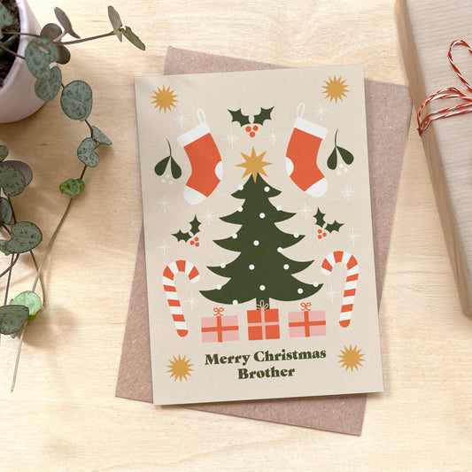 Merry Christmas Brother Recycled Coffee Cup Christmas Card